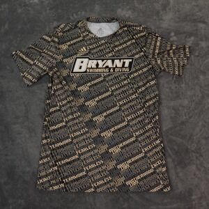 Adidas Bryant Shirt Mens Large Gray Black Gold All Over Print Swimming Diving